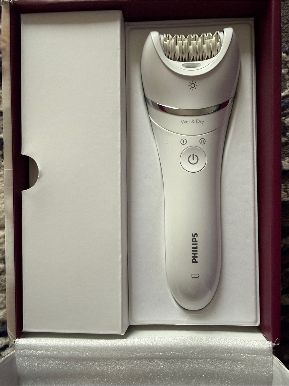 Philips White Wet & Dry Epilator with Silver Trim